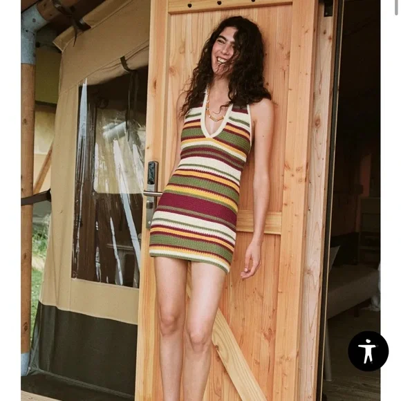 Striped Halter Knit Top - Picture 1 of 5